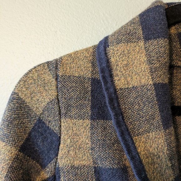 Margaret O' Leary Navy Yellow Plaid Soft Wool Blazer Size S - Picture 2 of 9